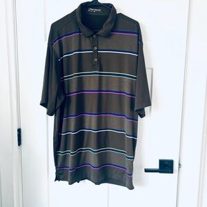 Nike Brown Polo with Purple, White, and Yellow Stripes Golf dry-fit